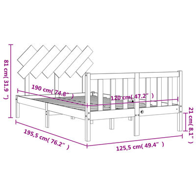 vidaXL Sengeramme med hodegavl svart small double heltre