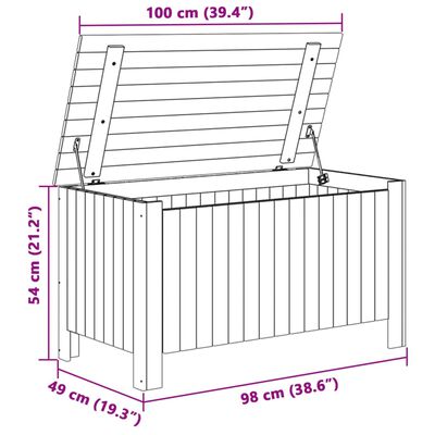 vidaXL Putekasse med lokk RANA hvit 100x49x54 cm heltre furu