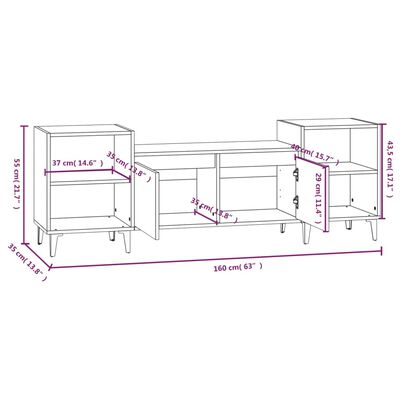 vidaXL TV-benk sonoma eik 160x35x55 cm konstruert tre