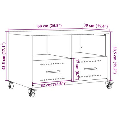 vidaXL TV-benk sennepsgul 68x39x43,5 cm stål