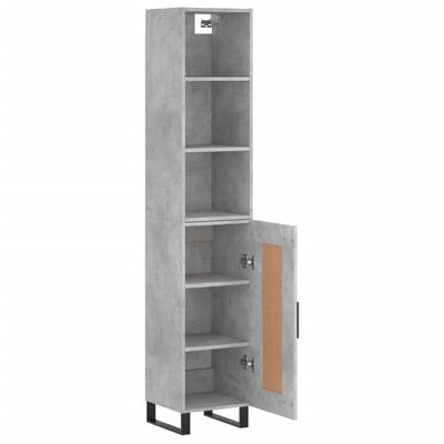 vidaXL Highboard betonggrå 34,5x34x180 cm konstruert tre