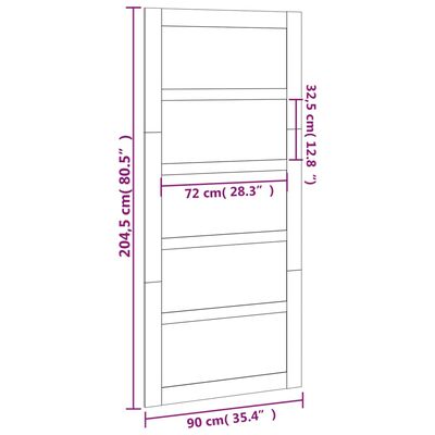 vidaXL Låvedør 90x1,8x204,5 cm heltre furu