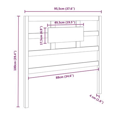 vidaXL Sengegavl honningbrun 95,5x4x100 cm heltre furu