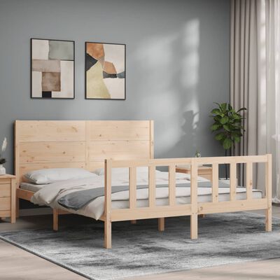 vidaXL Sengeramme med hodegavl 5FT King Size heltre