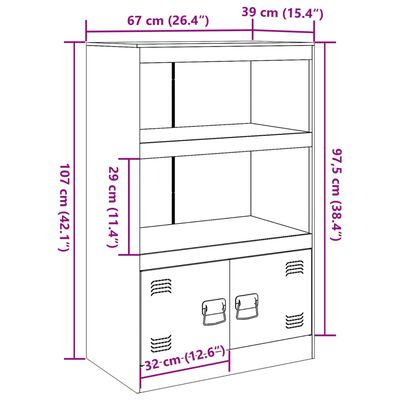 vidaXL Skjenk rosa 67x39x107 cm stål