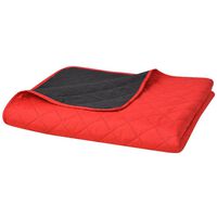 vidaXL Dobbeltsidig vattert sengeteppe rød og sort 170x210 cm