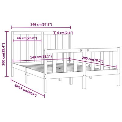 vidaXL Sengeramme heltre 140x200 cm