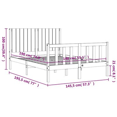 vidaXL Sengeramme med hodegavl 140x190 cm heltre