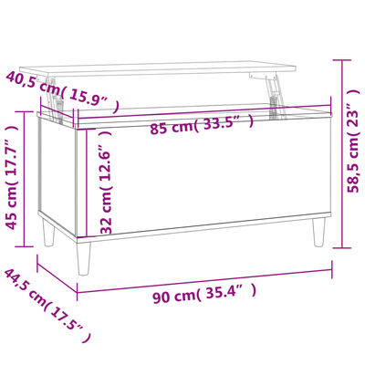 vidaXL Salongbord høyglans hvit 90x44,5x45 cm konstruert tre