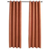 vidaXL Lystette gardiner med metallringer 2 stk rust 140x175 cm