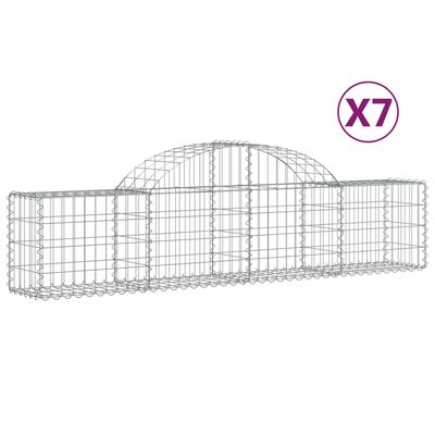 vidaXL Gabionkurver buede 7 stk 200x30x40/60 cm galvanisert jern