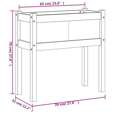 vidaXL Hageplantekasse med ben voksbrun 70x31x70 cm heltre furu