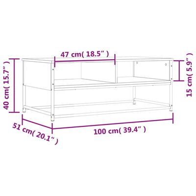 vidaXL Salongbord svart 100x51x40 cm konstruert tre