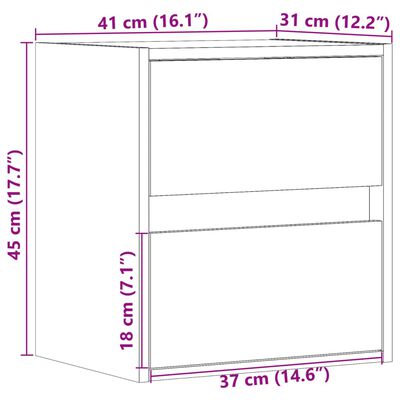 vidaXL Vegghengt TV-benk med LED grå sonoma 41x31x45 cm