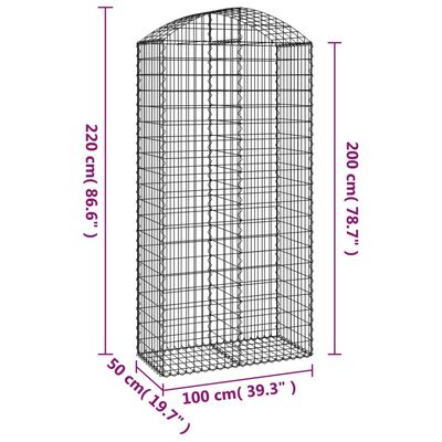 vidaXL Gabionkurv buet 100x50x200/220 cm galvanisert jern