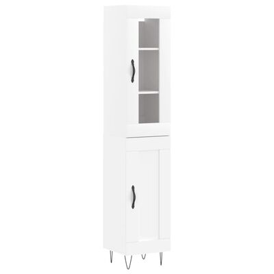 vidaXL Highboard hvit 34,5x34x180 cm konstruert tre