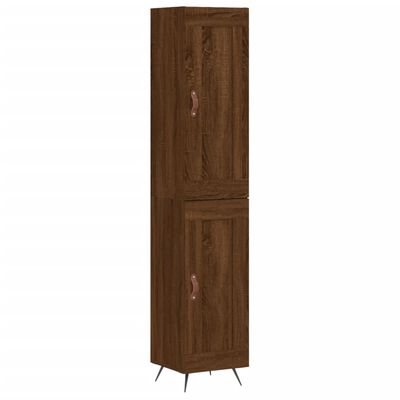 vidaXL Highboard brun eik 34,5x34x180 cm konstruert tre