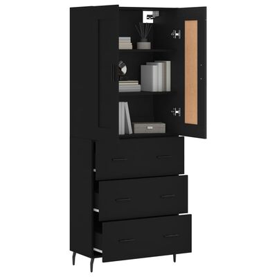 vidaXL Highboard svart 69,5x34x180 cm konstruert tre