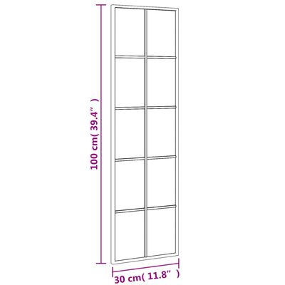 vidaXL Veggspeil svart 30x100 cm rektangel jern