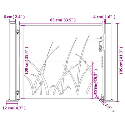 vidaXL Hageport 105x105 cm cortenstål gressdesign