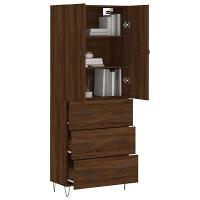 vidaXL Highboard brun eik 69,5x34x180 cm konstruert tre