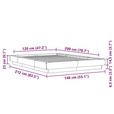 vidaXL Sengeramme svart 120x200 cm konstruert tre