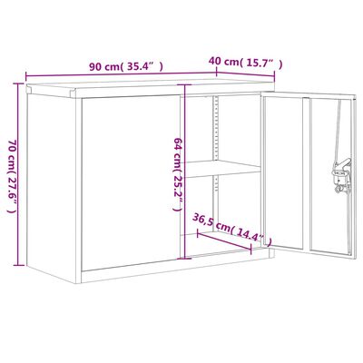 vidaXL Arkivskap svart 90x40x110 cm stål