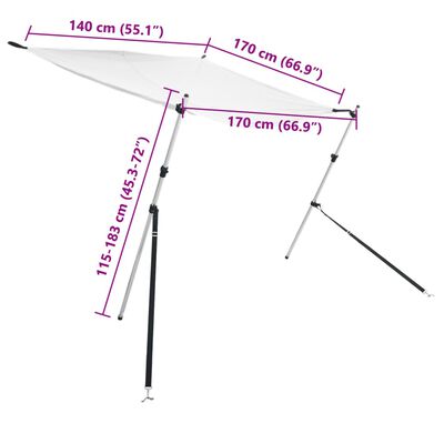 vidaXL T-Top solskjermutvidelse hvit 170x170x(115-183) cm