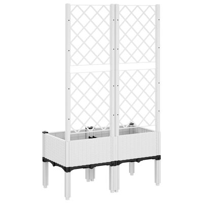 vidaXL Plantekasse med espalier hvit 80x40x142 cm PP