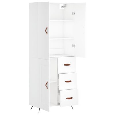 vidaXL Highboard hvit 69,5x34x180 cm konstruert tre