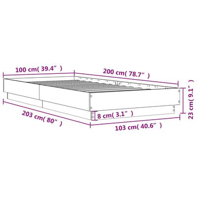 vidaXL Sengeramme med LED-lys sonoma eik 100x200 cm