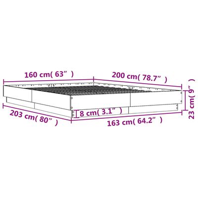 vidaXL Sengeramme betonggrå 160x200 cm konstruert tre