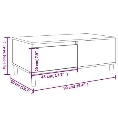 vidaXL Salongbord svart 90x50x36,5 cm konstruert tre