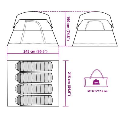 vidaXL Campingtelt 4 personer blå vanntett