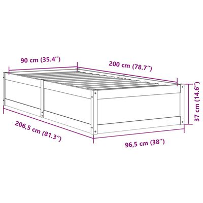 vidaXL Sengeramme 90x200 cm heltre furu