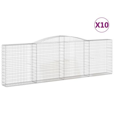 vidaXL Gabionkurver buede 10 stk 400x30x120/140 cm galvanisert jern