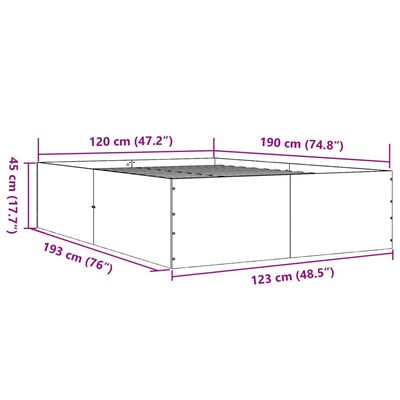 vidaXL Sengeramme røkt eik 120x190 cm konstruert tre