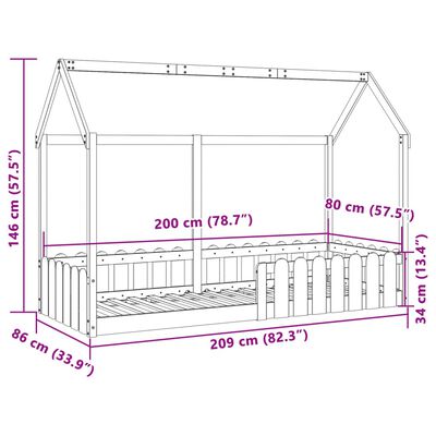 vidaXL Barnesengeramme hvit 80x200 cm heltre furu