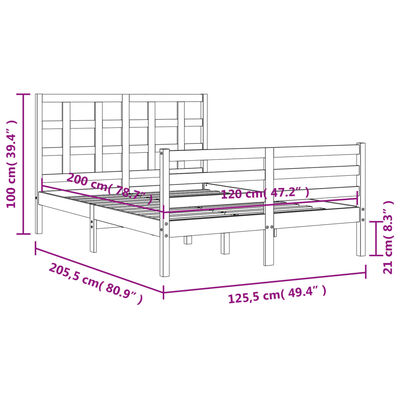 vidaXL Sengeramme med hodegavl 120x200 cm heltre