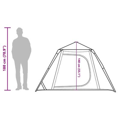 vidaXL Campingtelt 3 personer grå og oransje hurtigutløser