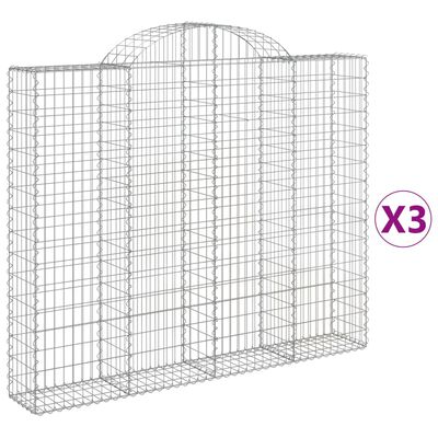 vidaXL Gabionkurver buede 3 stk 200x30x160/180 cm galvanisert jern