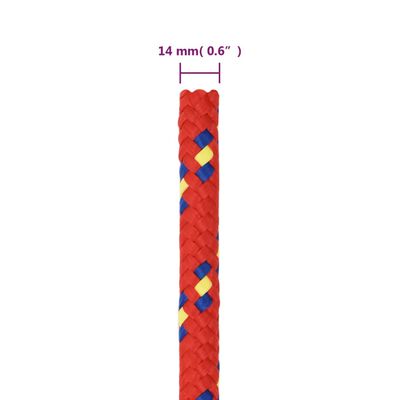 vidaXL Båttau rød 14 mm 100 m polypropylen