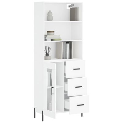 vidaXL Highboard hvit 69,5x34x180 cm konstruert tre