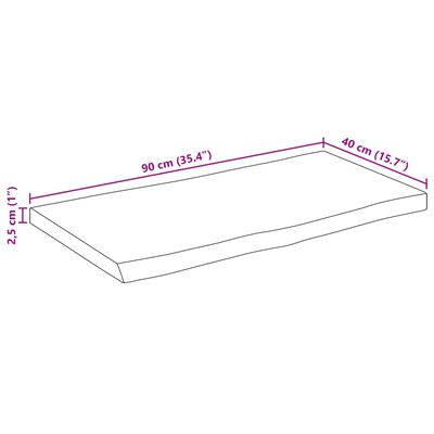 vidaXL Bordplate naturlig kant 90x40x2,5 cm grovt heltre mangotre