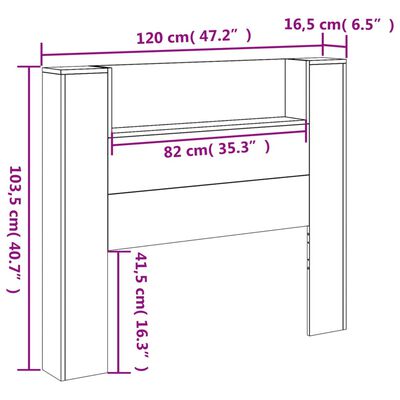 vidaXL Hodegavl skap med LED hvit 120x16,5x103,5 cm