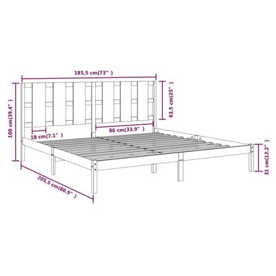 vidaXL Sengeramme svart heltre 180x200 cm Super King