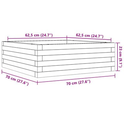 vidaXL Plantekasse hvit 70x70x23 cm heltre furu