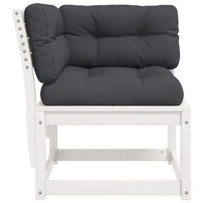 vidaXL Hagesofa for hjørne med pute hvit 73x73x78 cm heltre furu