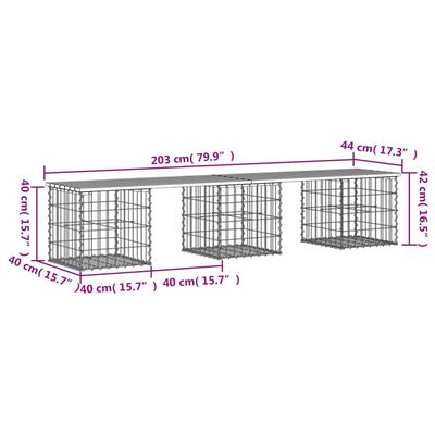 vidaXL Hagebenk gabiondesign 203x44x42 cm heltre douglasgran