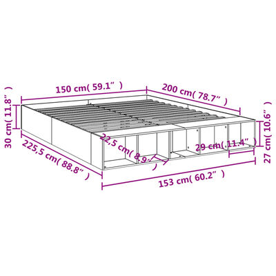 vidaXL Sengeramme røkt eik 150x200 cm konstruert tre